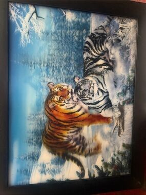 Tiger Pair Framed Wall Art - Vibrant Orange & White Tigers